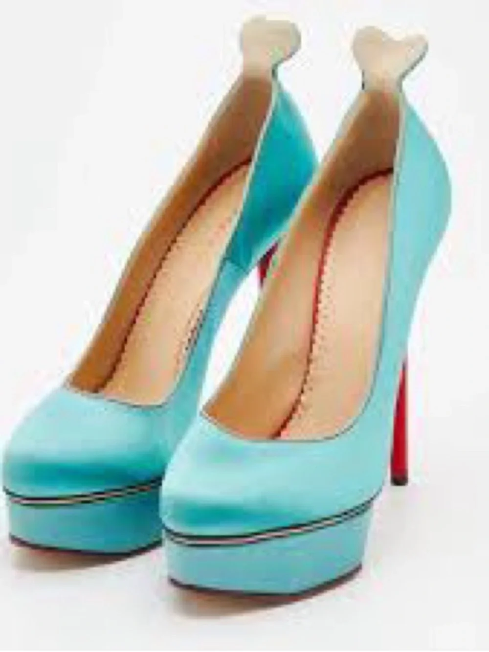 Charlotte Olympia Love Josephine Turquoise/Red Platform Pumps